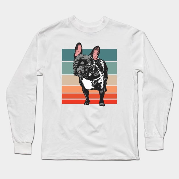 Vintage Black French Bulldog // Frenchie Dog Lover Long Sleeve T-Shirt by SLAG_Creative